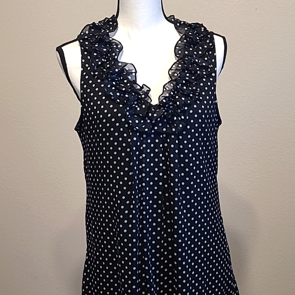 Polka Dot L Black White Blouse